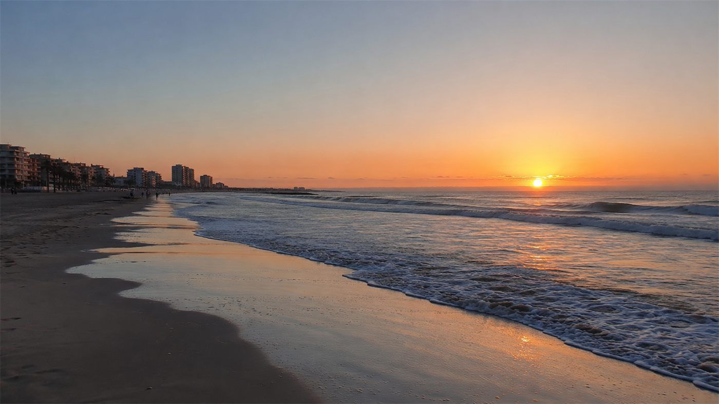 Ruta SUP al amanecer en la costa mediterránea cerca de Valencia